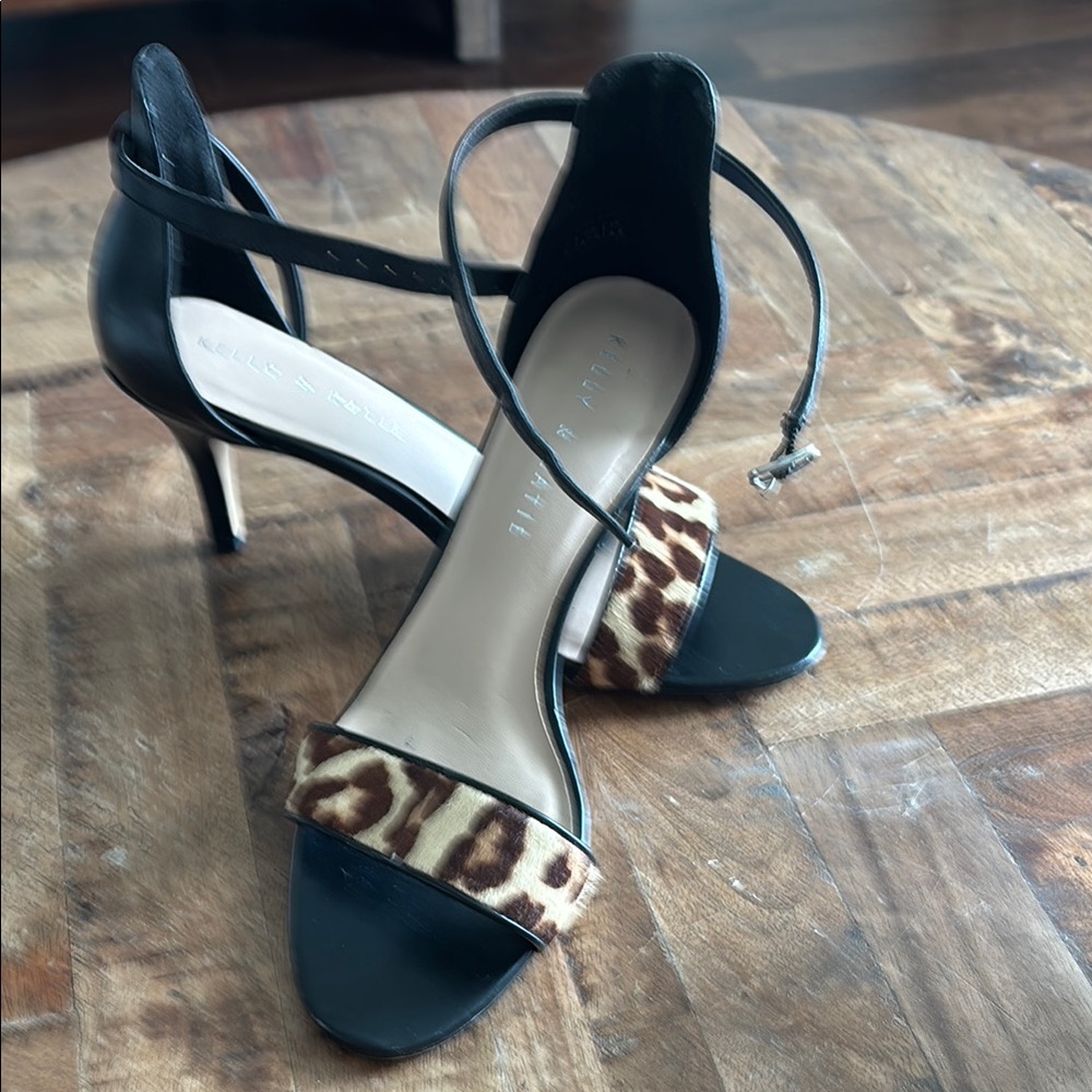 Kelly & Katie Black and Brown Stiletto Heels with Animal Print